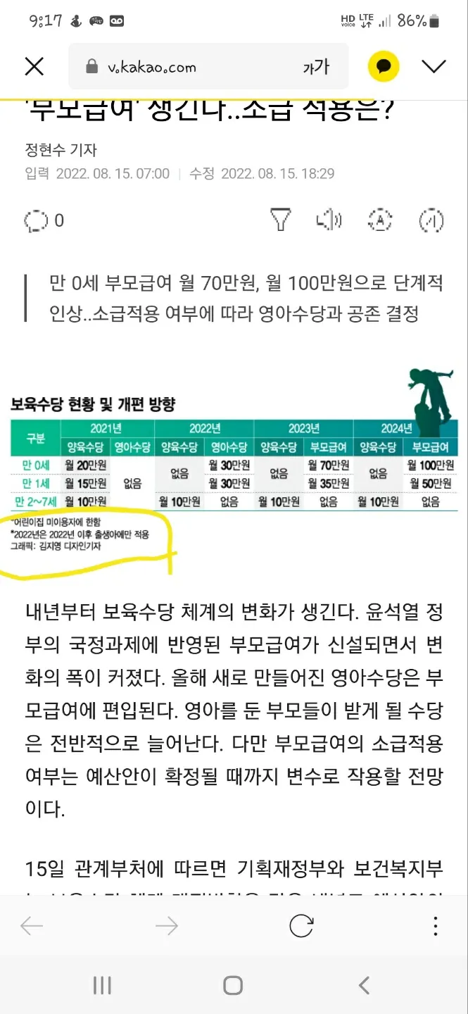 보육수당 개편관련 해서 질문요~