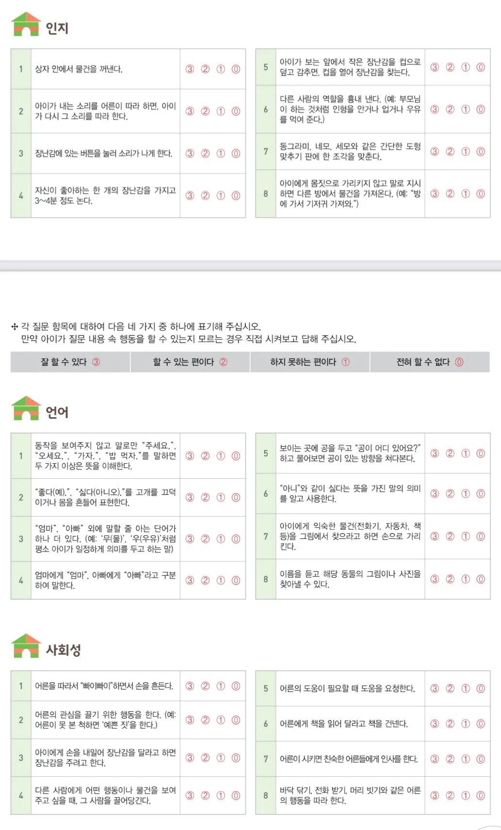 14~15개월용 발달선별검사지에요ㅎ
