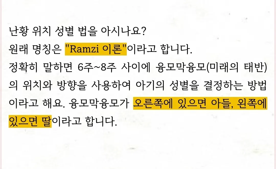 난황 위치 아기성별 확인법 이래요👶👶