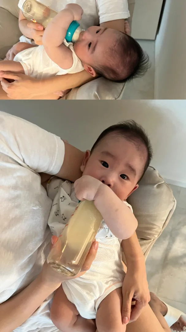 분유먹을 때 자세ㅋㅋㅋ