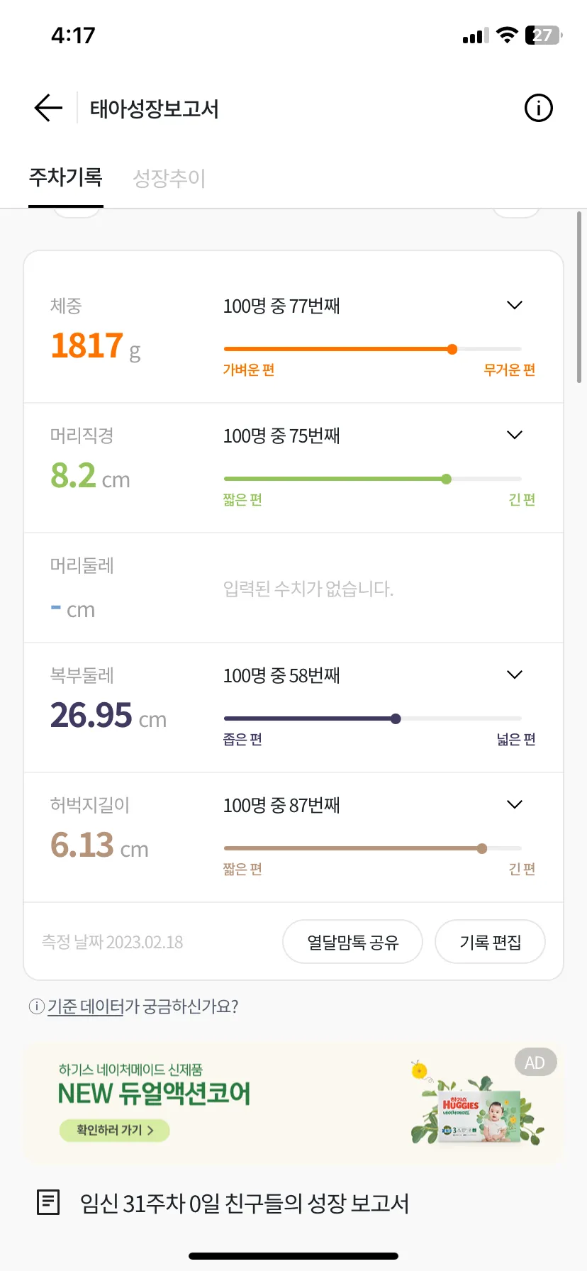 태아 성장보고서