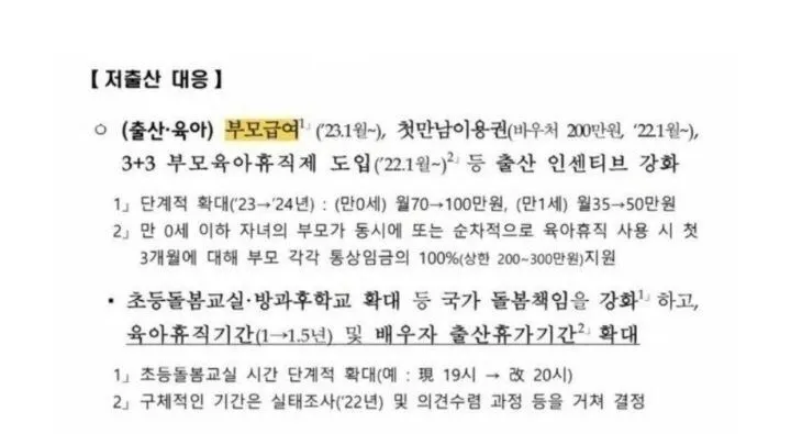 육아지원 정부 개편 내용