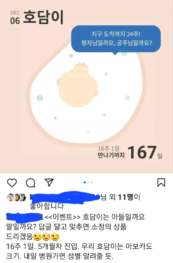 성별맞추기 이벤트 했어요^^