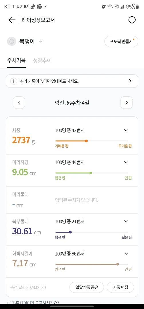 아기몸무게차이