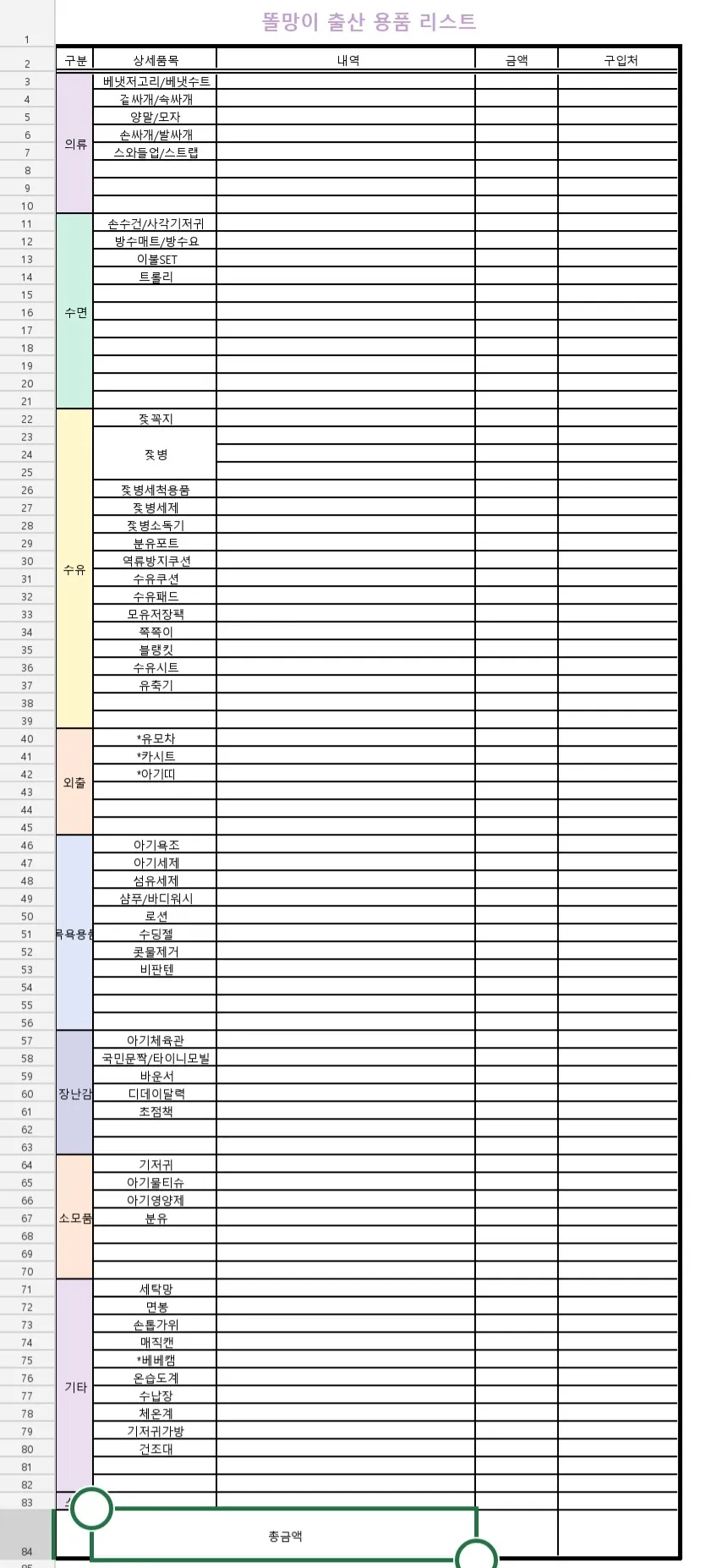 9월 출산용품 리스트 정리중이에요!