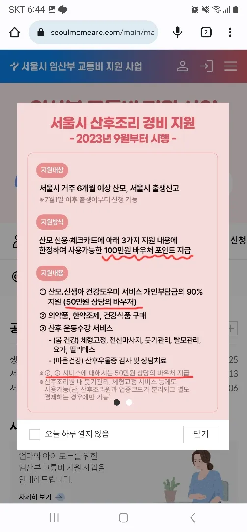 서울시 산후조리 경비 지원 관련