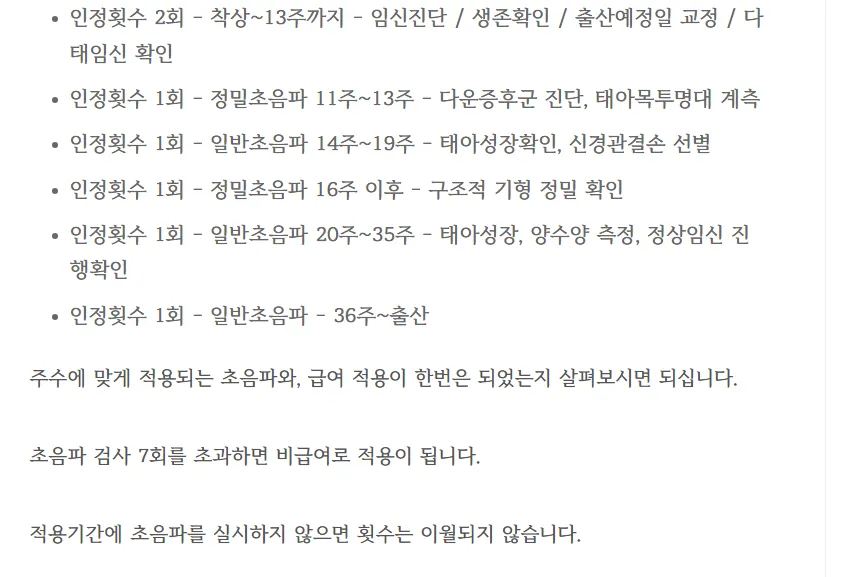 임산부 초음파 급여적용 횟수