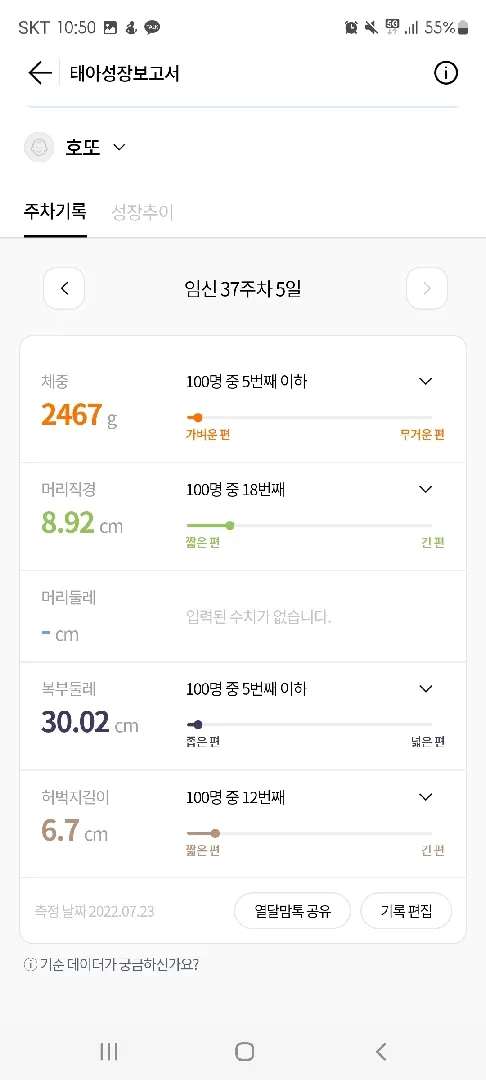 아기가 작대요 ㅠㅠㅠㅠ