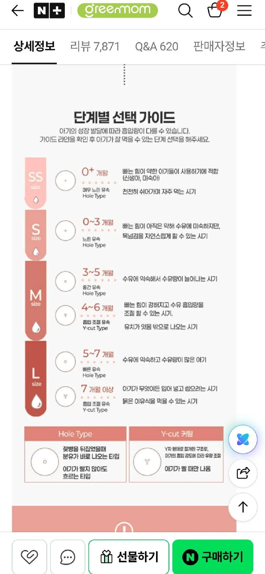 그린맘 젖병꼭지 S다음꺼 추천해주세요 2