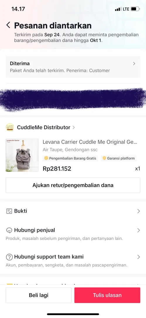 Gendongan cuddle me levana