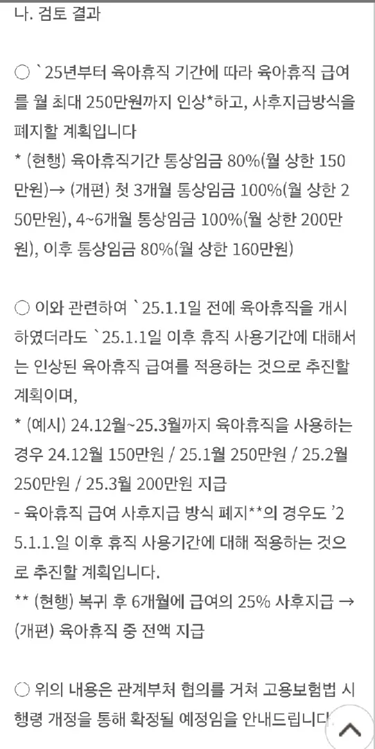육아휴직급여인상관련 사항!!국민신문고답변왔어용!