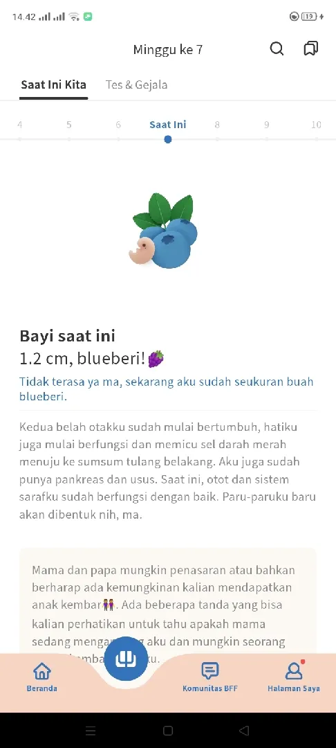 Perkembangan bayiku di aplikasi baby Billy 
