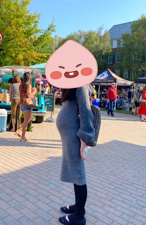 저는 배가 이만큼 나왔어요ㅎㅎ (22주 0일)