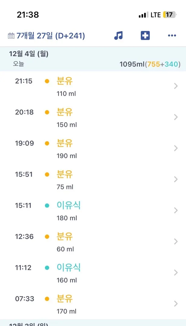 241일 아기가 잠들기 전에 분유먹으면서 자요.. ㅠㅠ 
