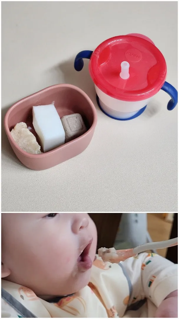 오늘 처음으로 소고기를 먹였는데