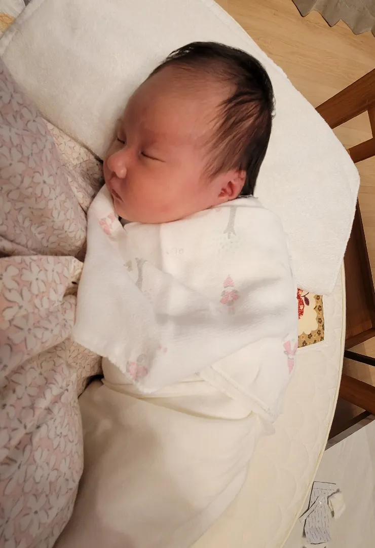 수유쿠션에서 잠자는 아기