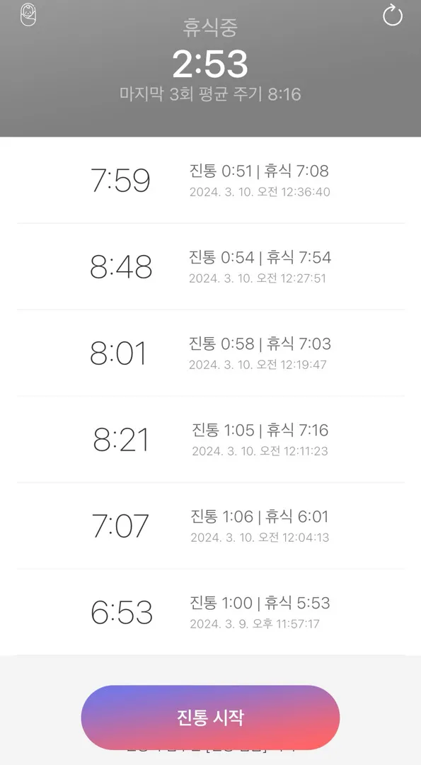 진료보기 전날 이슬비침후 내진하니 자궁문 1센치..
