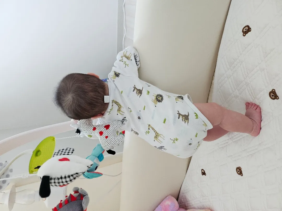 혼자 잡고서는 아기 침대가드