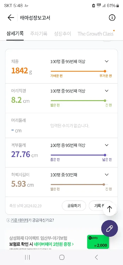 우리아기 주수보다 엄청크데요