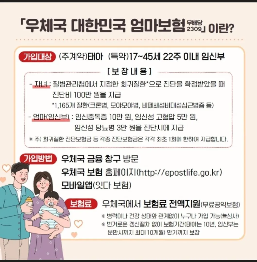 우체국 무료 공익 태아보험