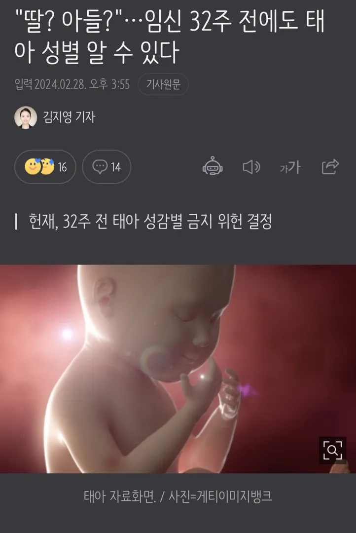 태아성별 고지가 합법이되었네요!