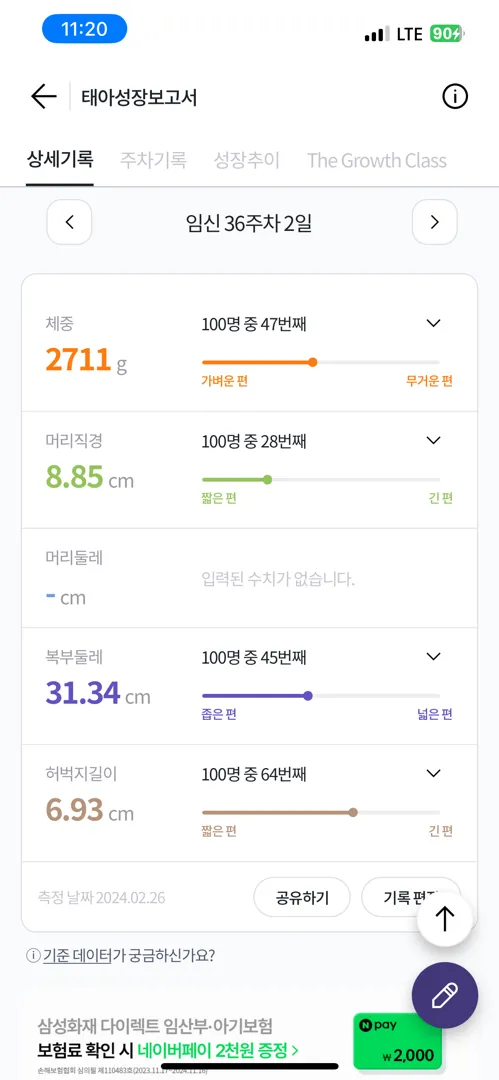 아가 복부둘레가 줄어들 수도 있나요??