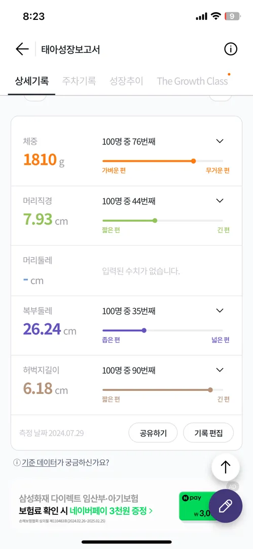 31주0일 진료보고왔어요
